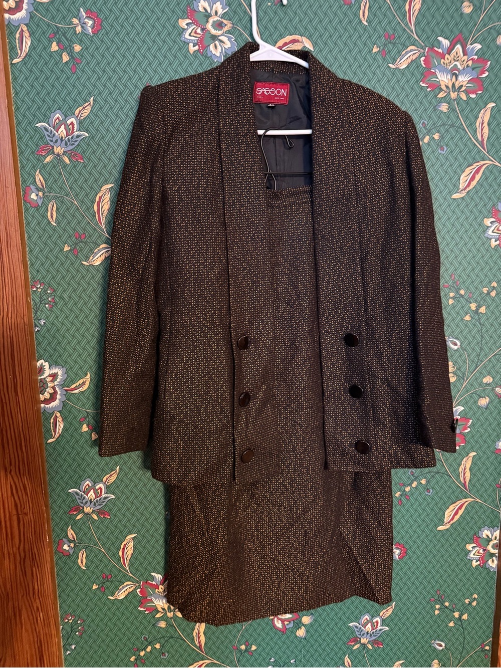 Vintage Sasson Two-Piece Open Front Blazer & Skirt Set